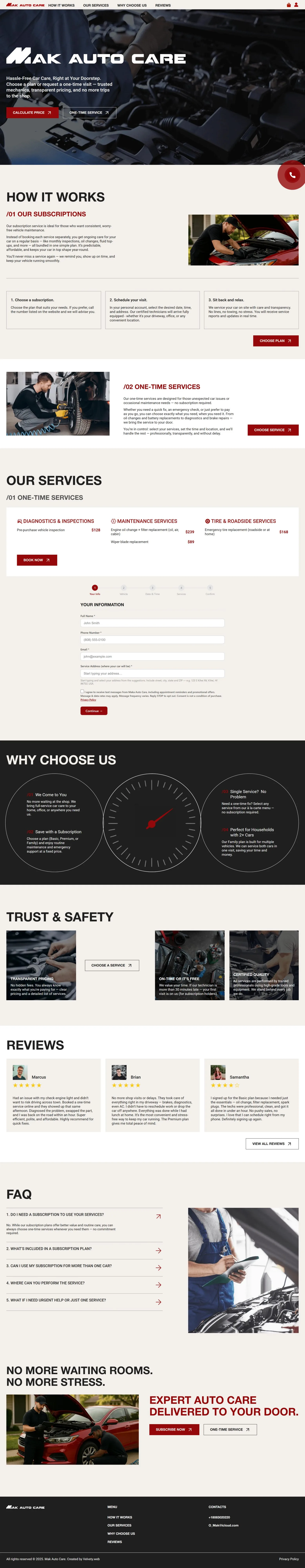 Сайт Maka Auto Care — версія для комп'ютера