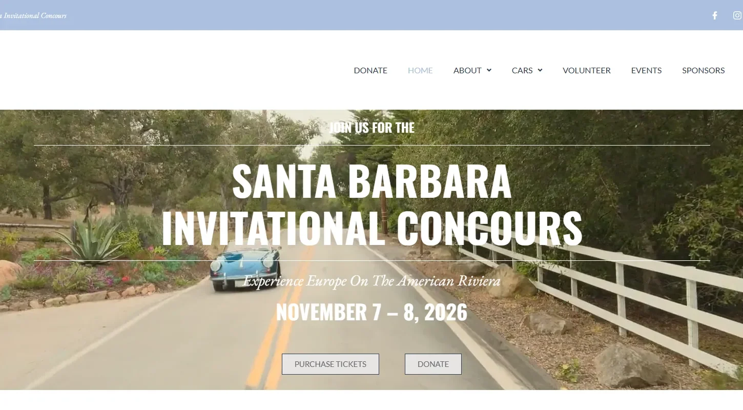 Скріншот сайту Santa Barbara Invitational Concours