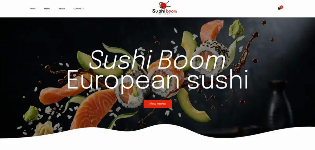 Сайт Sushi Boom — версія для комп'ютера